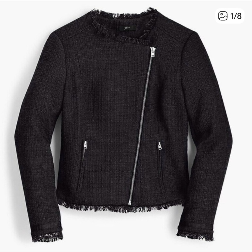 J. Crew Size 4 Black Tweed Motorcycle Jacket